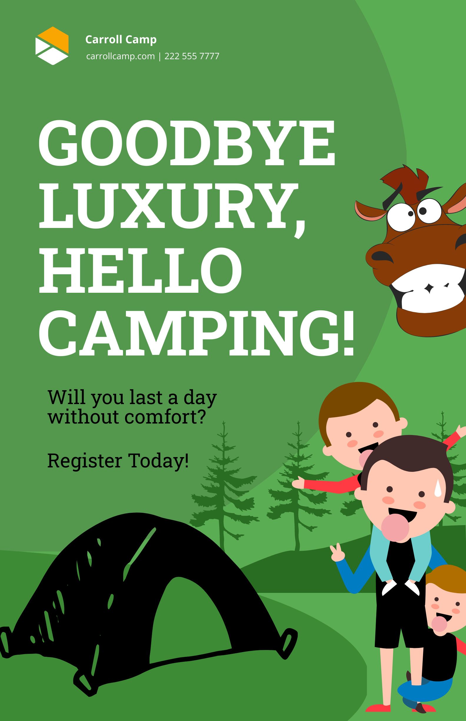 Funny Camping Poster Template in Word, Google Docs, Illustrator, PSD, Apple Pages, Publisher