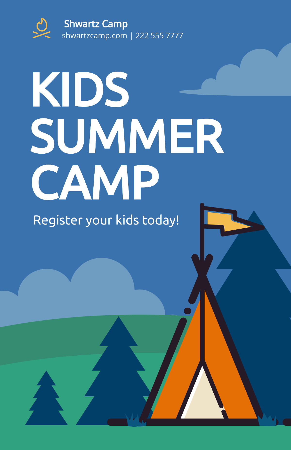 Kids Summer Camping Poster Template