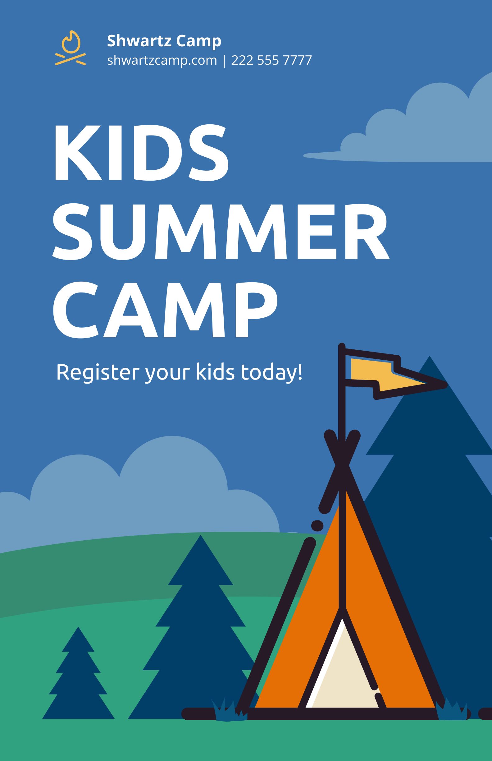 Kids Summer Camping Poster Template
