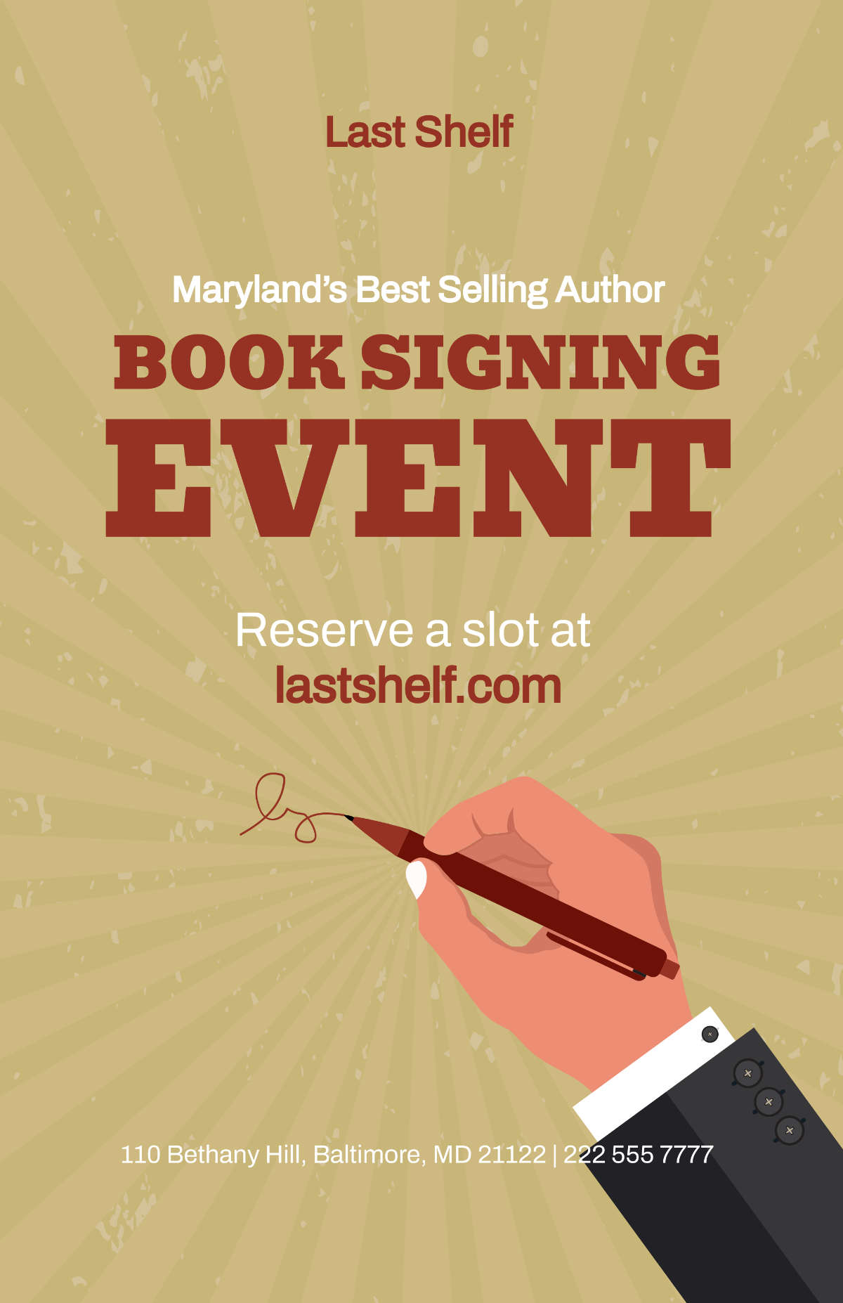 Vintage Book Signing Poster Template