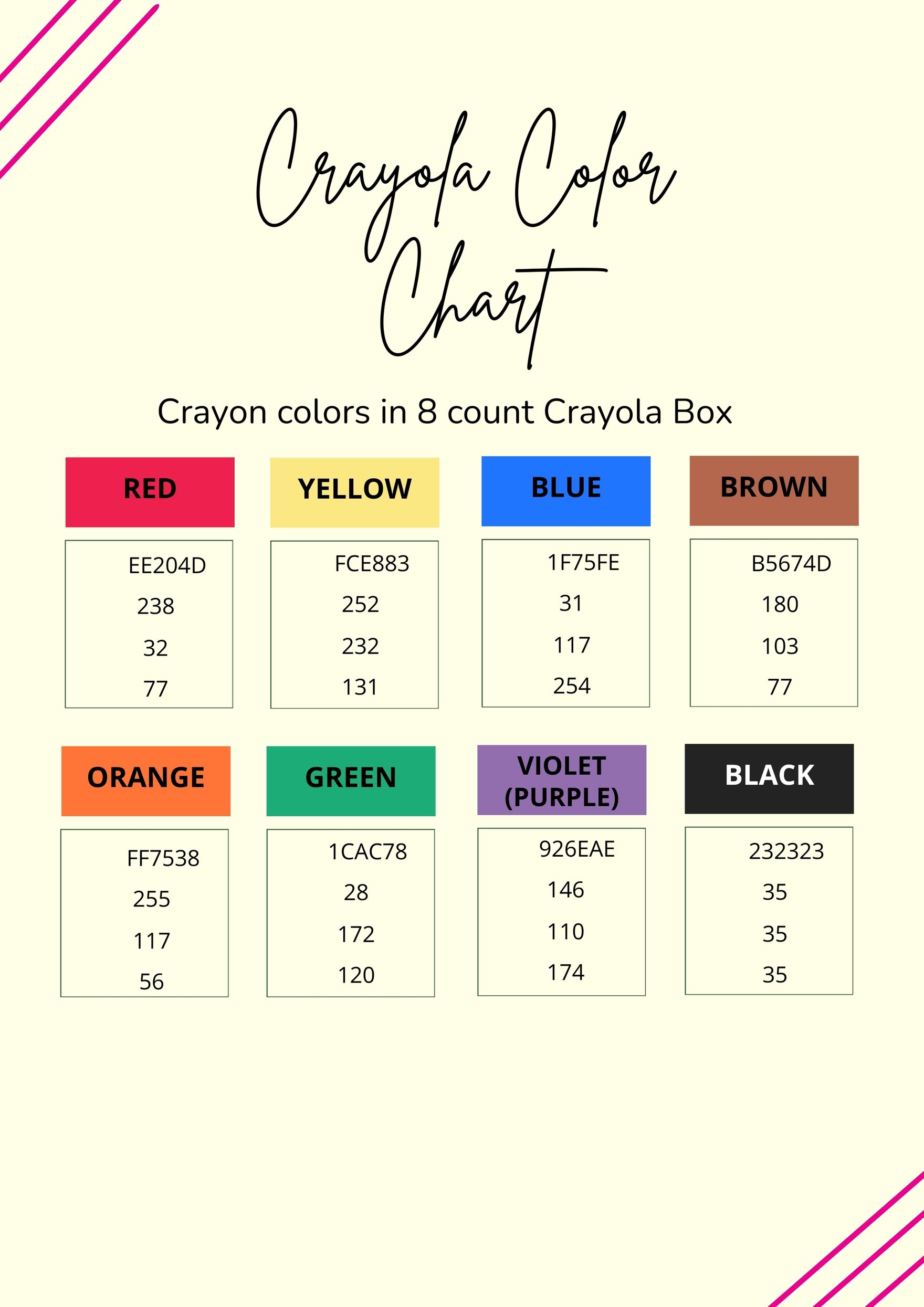 Crayola Color Chart