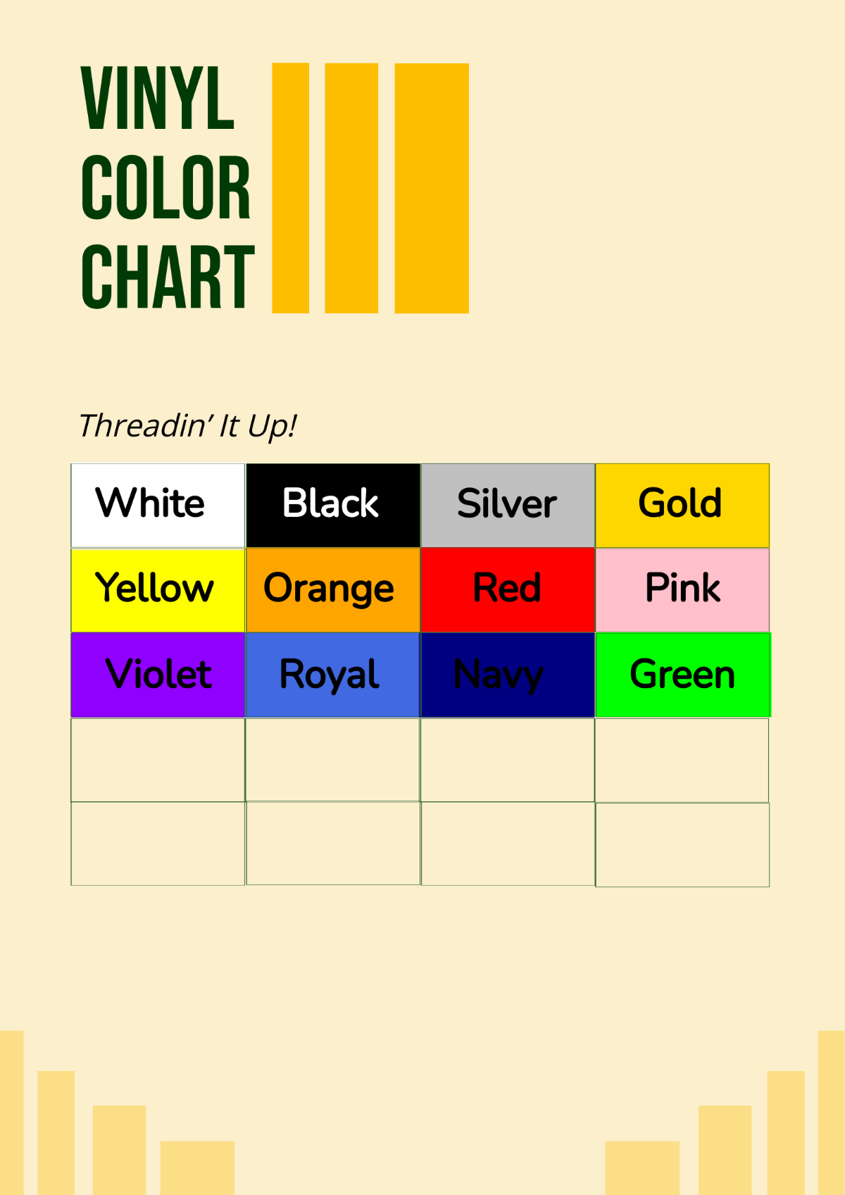 Vinyl color chart Template