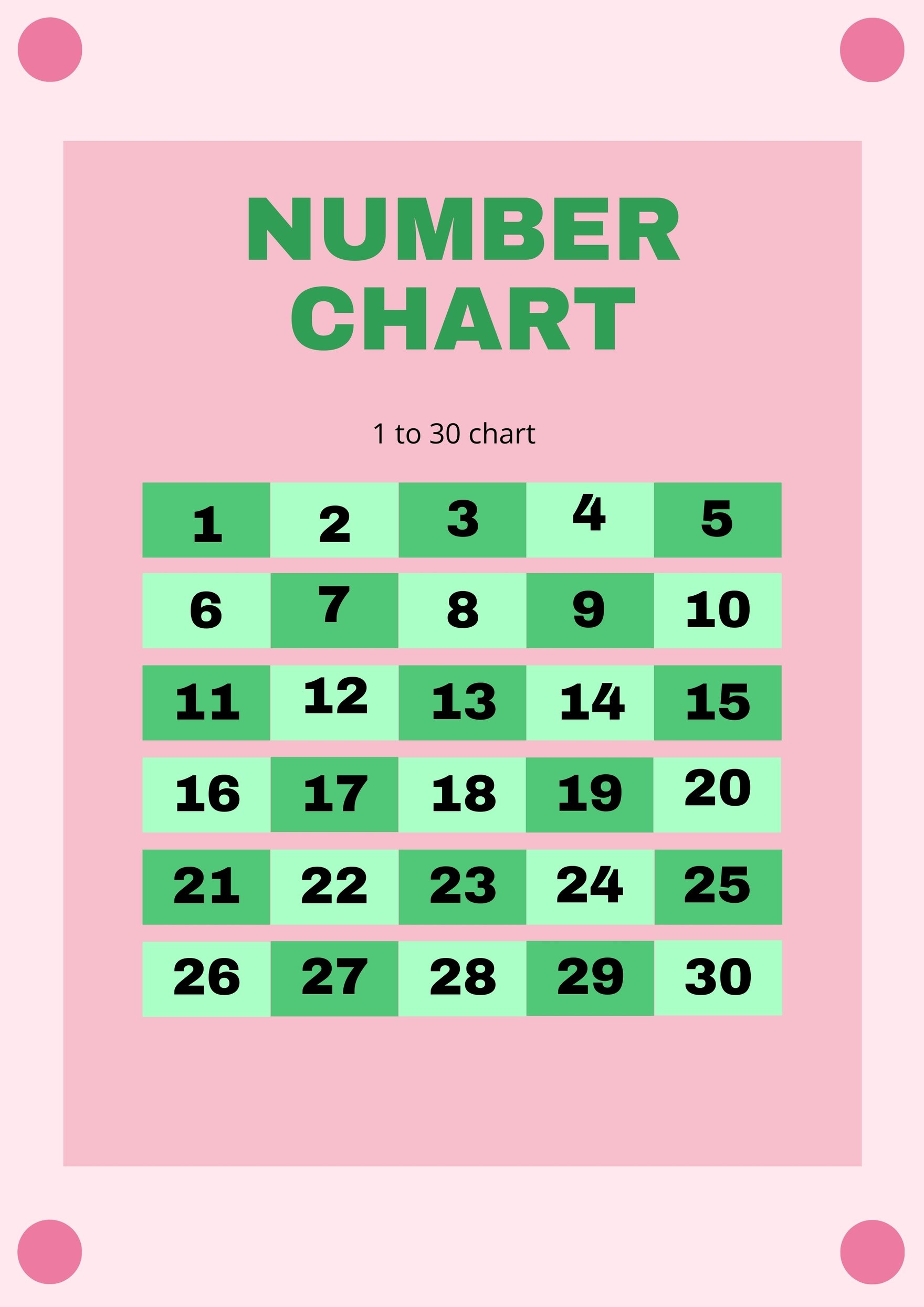 Number Chart in PDF, Illustrator