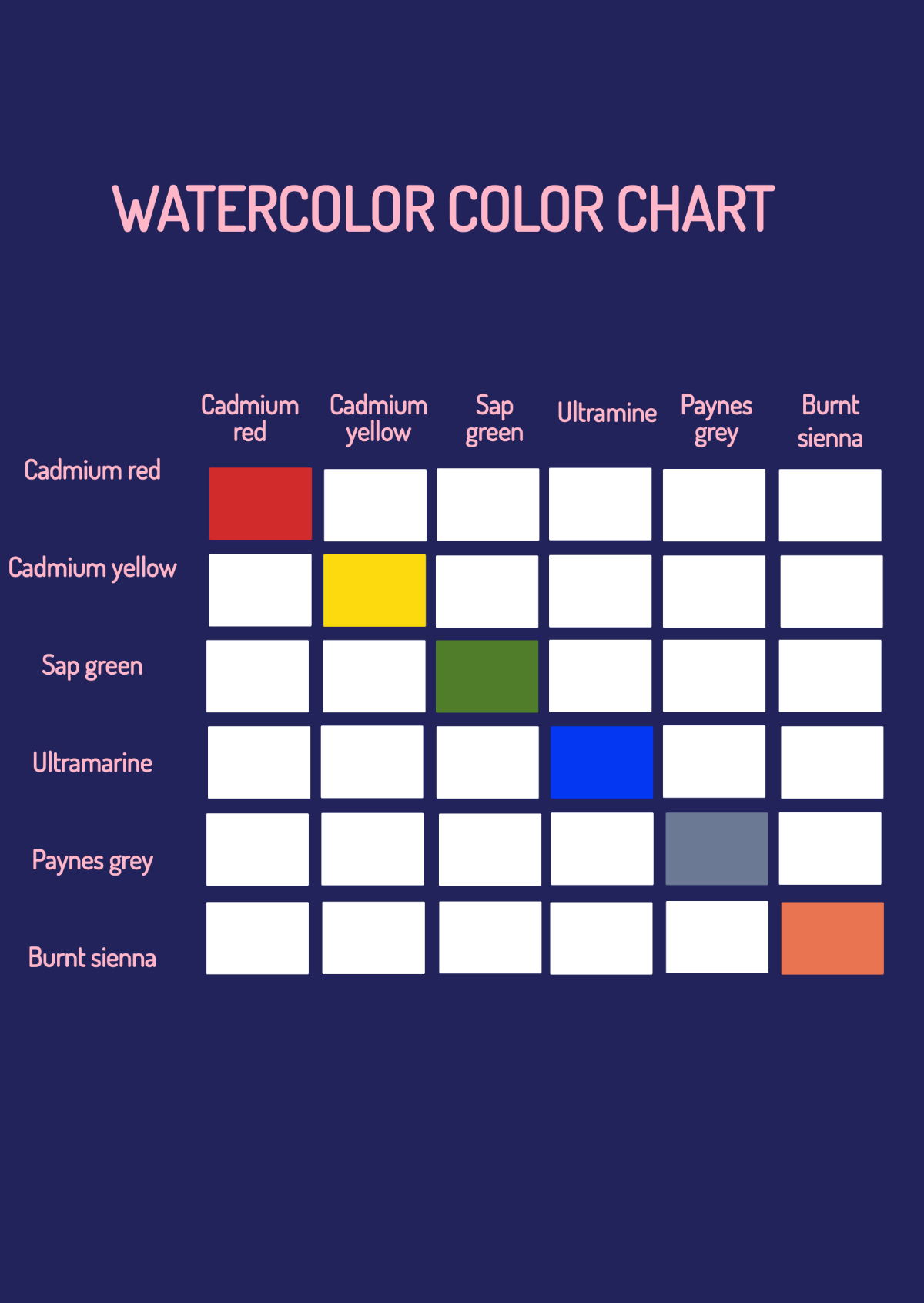 Watercolor Color Chart Template