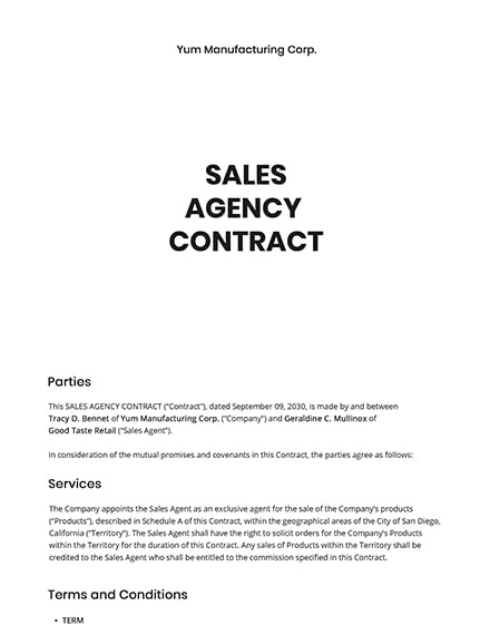 Sales Agency Contract 
