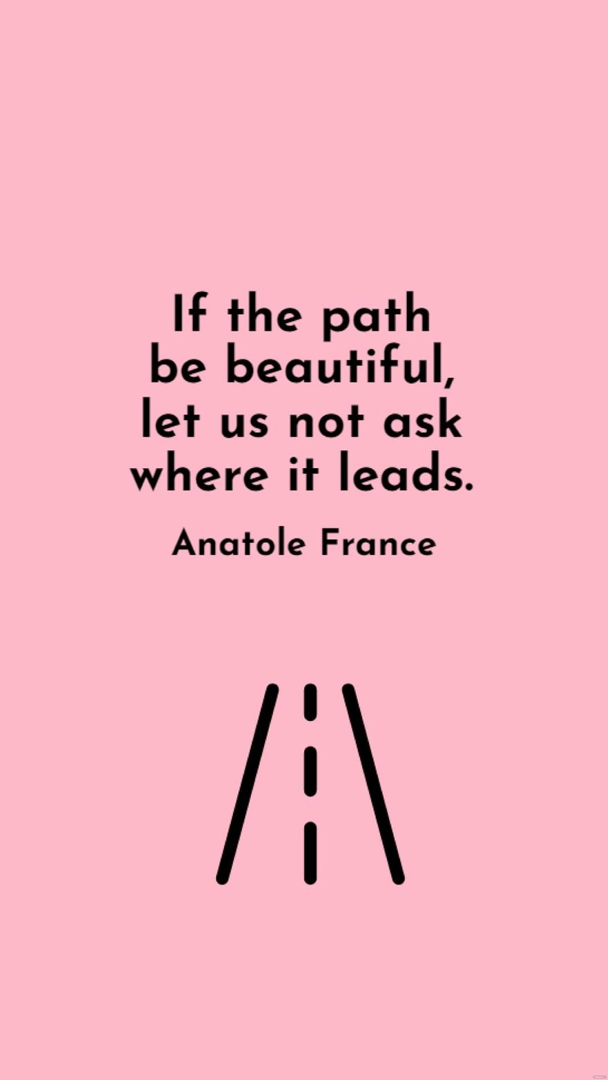 Anatole France - If the path be beautiful, let us not ask where it leads.