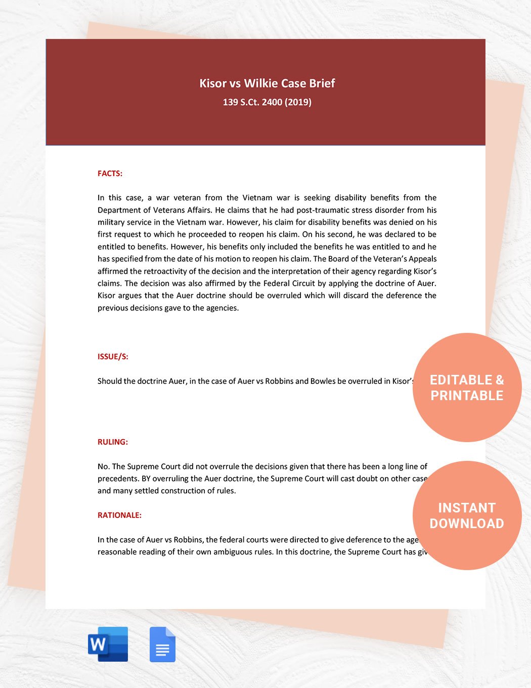 Case Brief Assignment Template