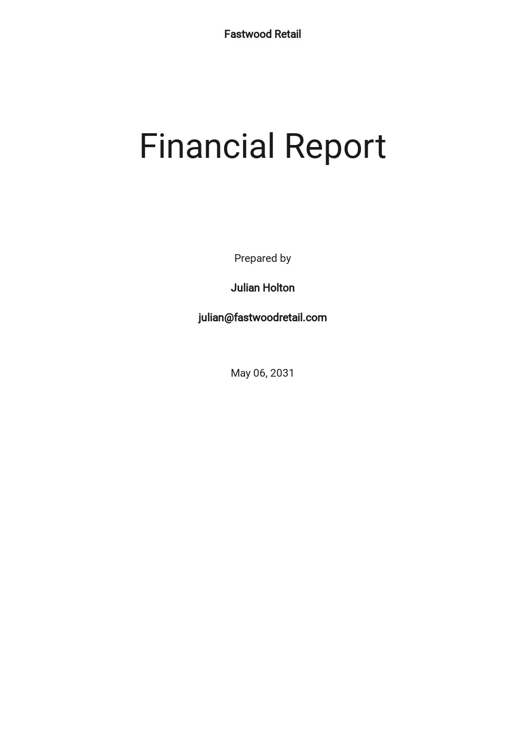 Monthly Financial Report Template Word Free