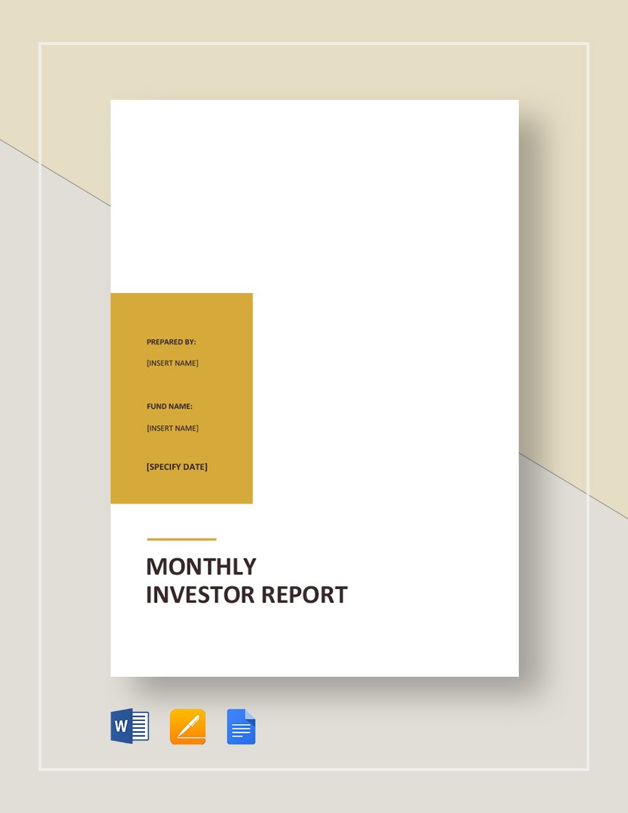 Monthly Investor Report Template