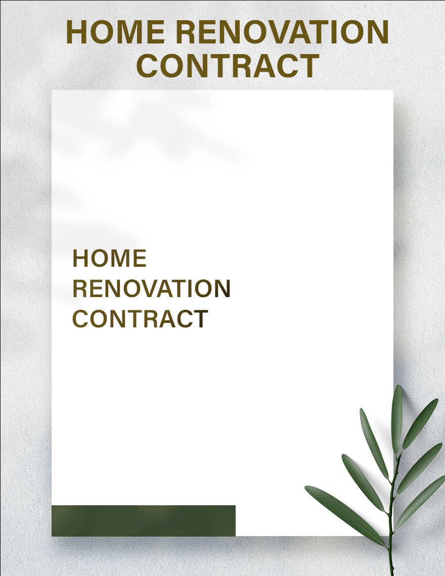 Home Renovation Contract Template in Pages, Word, Google Docs - Download | Template.net