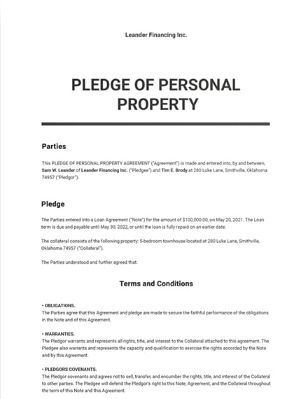 assignment of personal property document