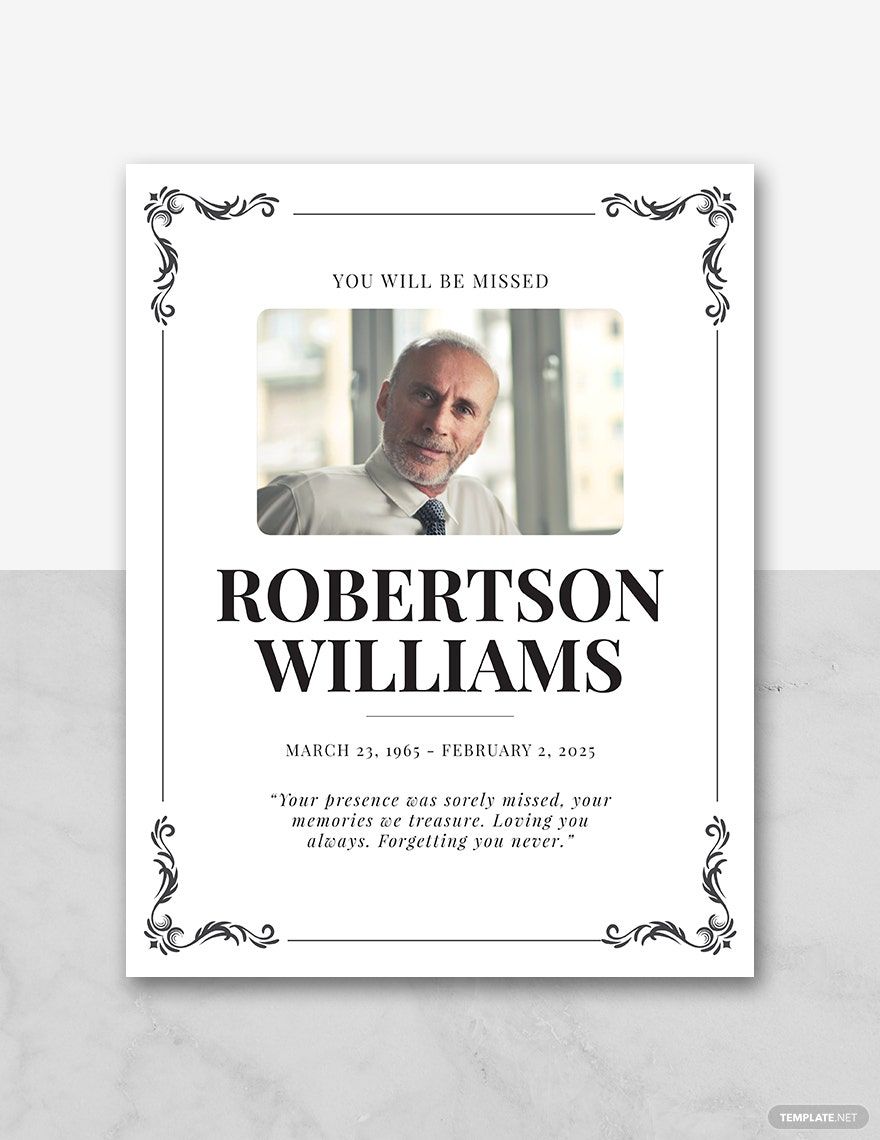Obituary Program Template in Word, Illustrator, PSD, Apple Pages, Publisher