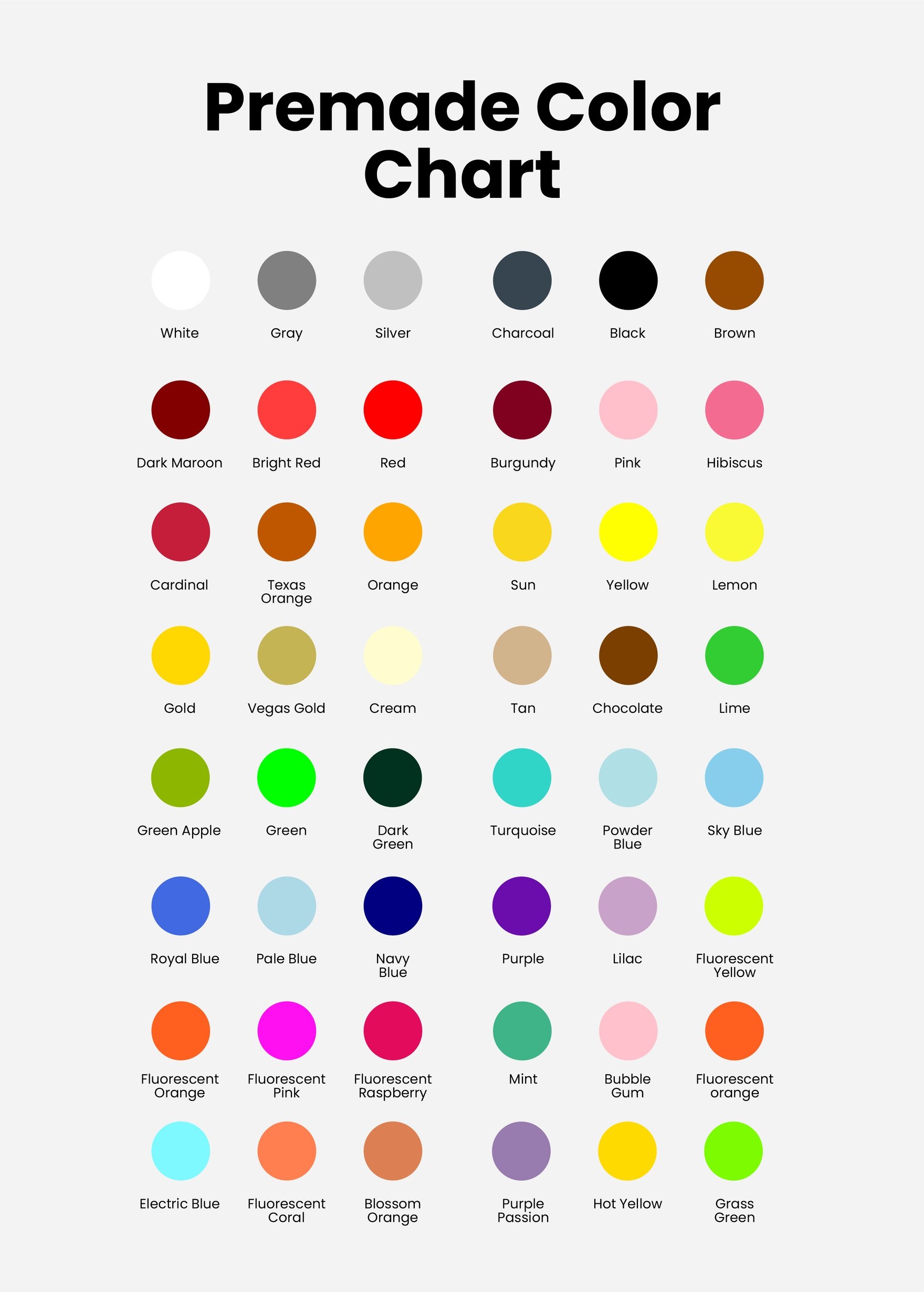 Premade Color Chart