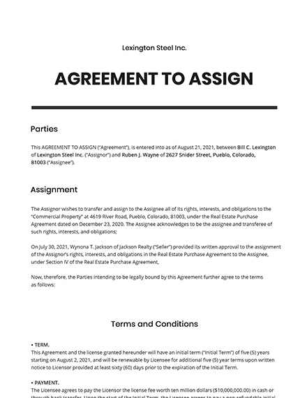 what is assign the agreement