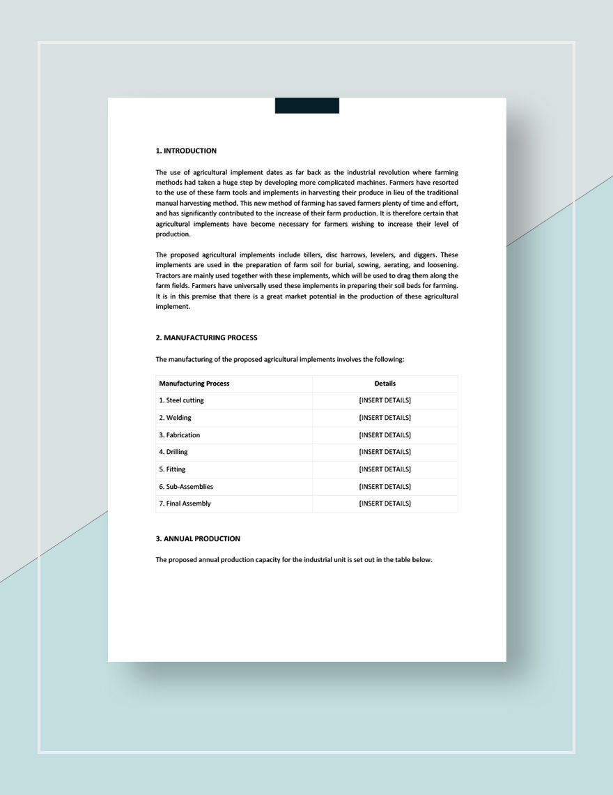 Manufacturing Project Report Template
