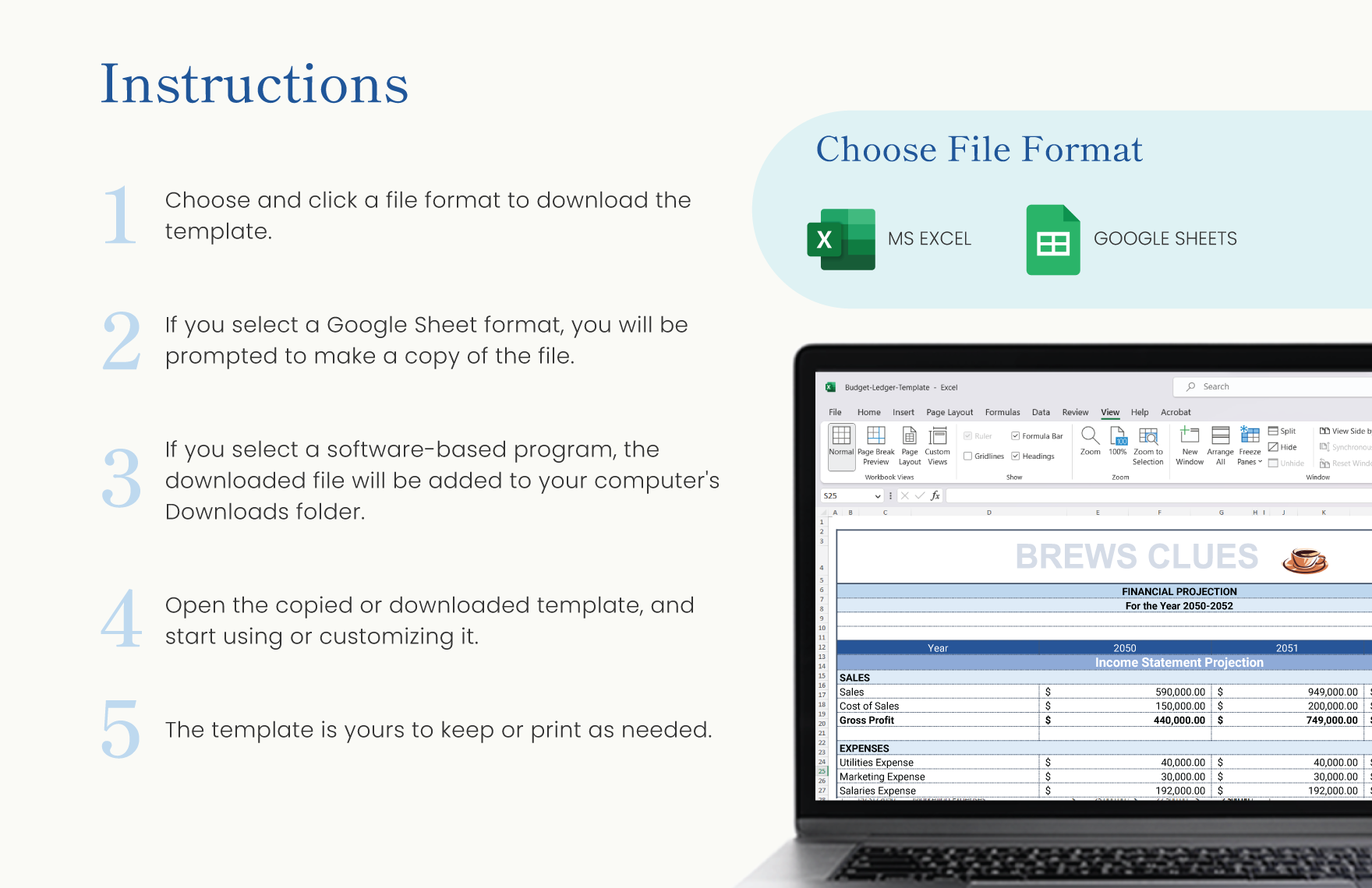 Free Coffee Shop Financial Projections Template Download in Excel