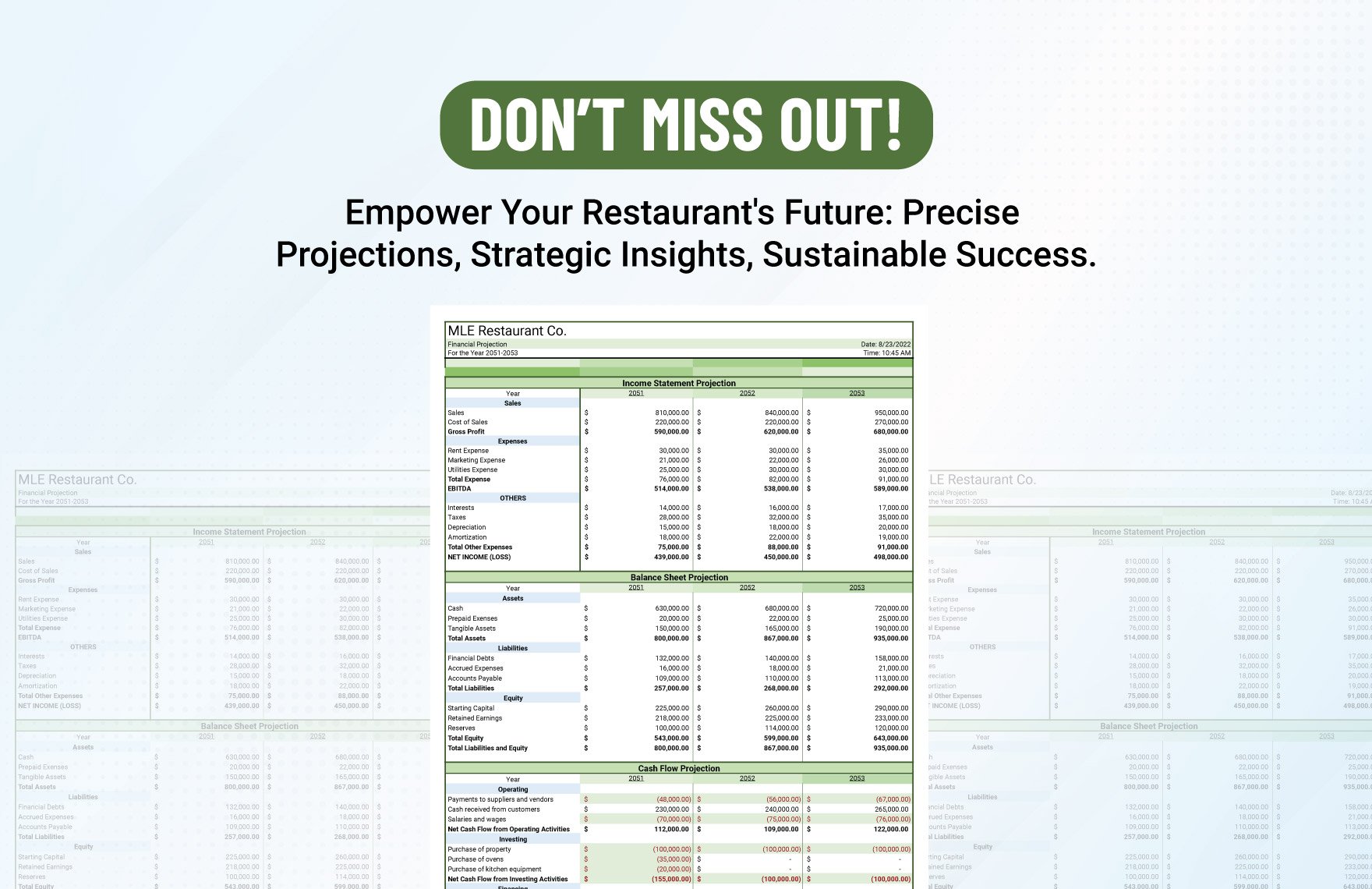 Restaurant Financial Projection Template