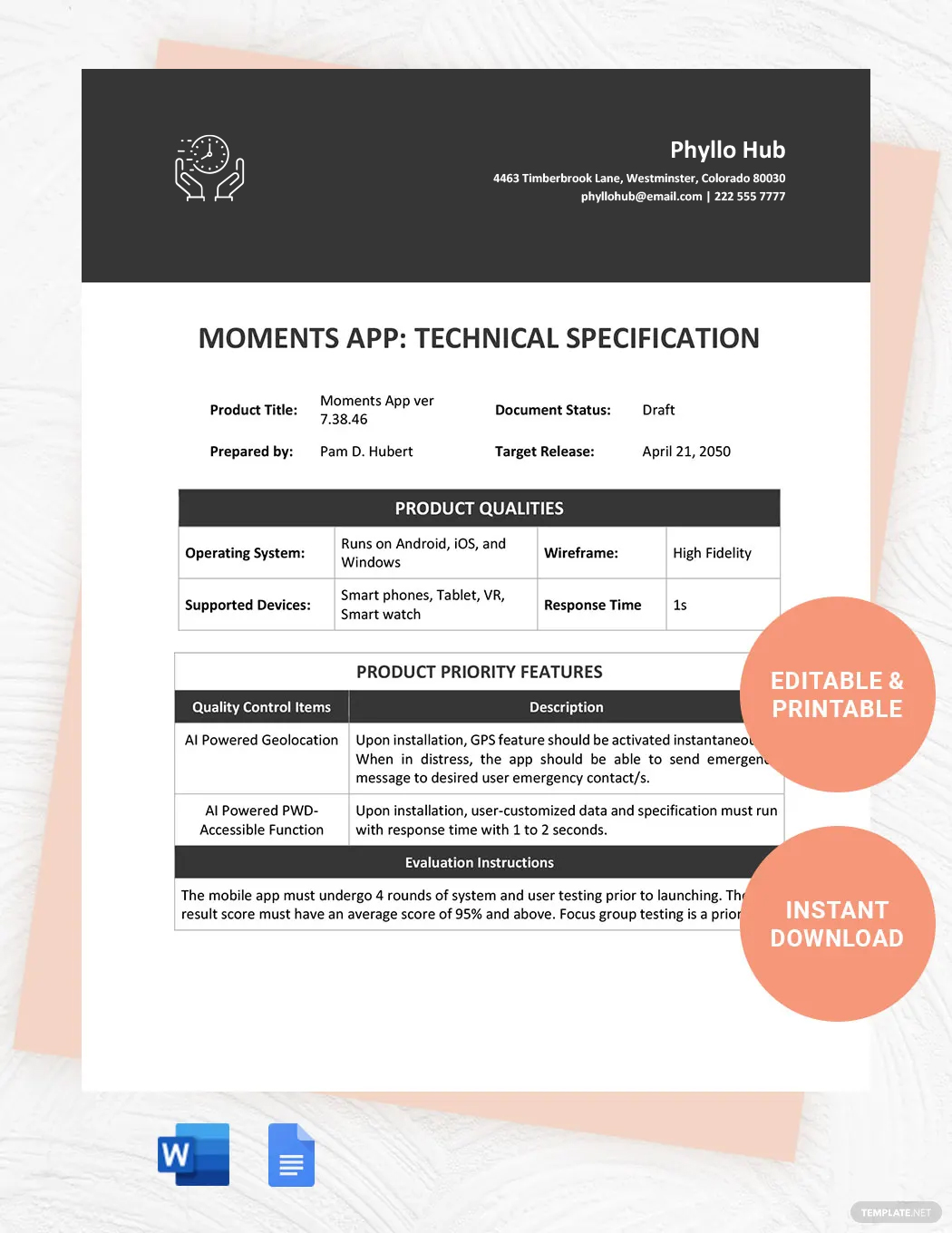 Technical Requirements Document Template