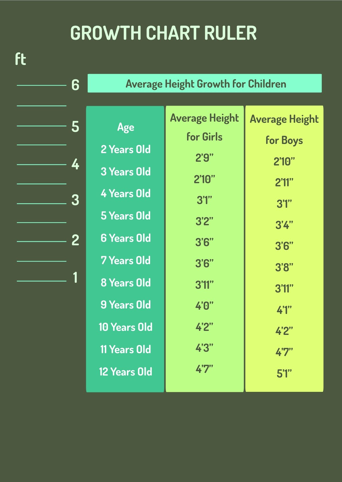 Growth Chart Ruler in PDF, Illustrator