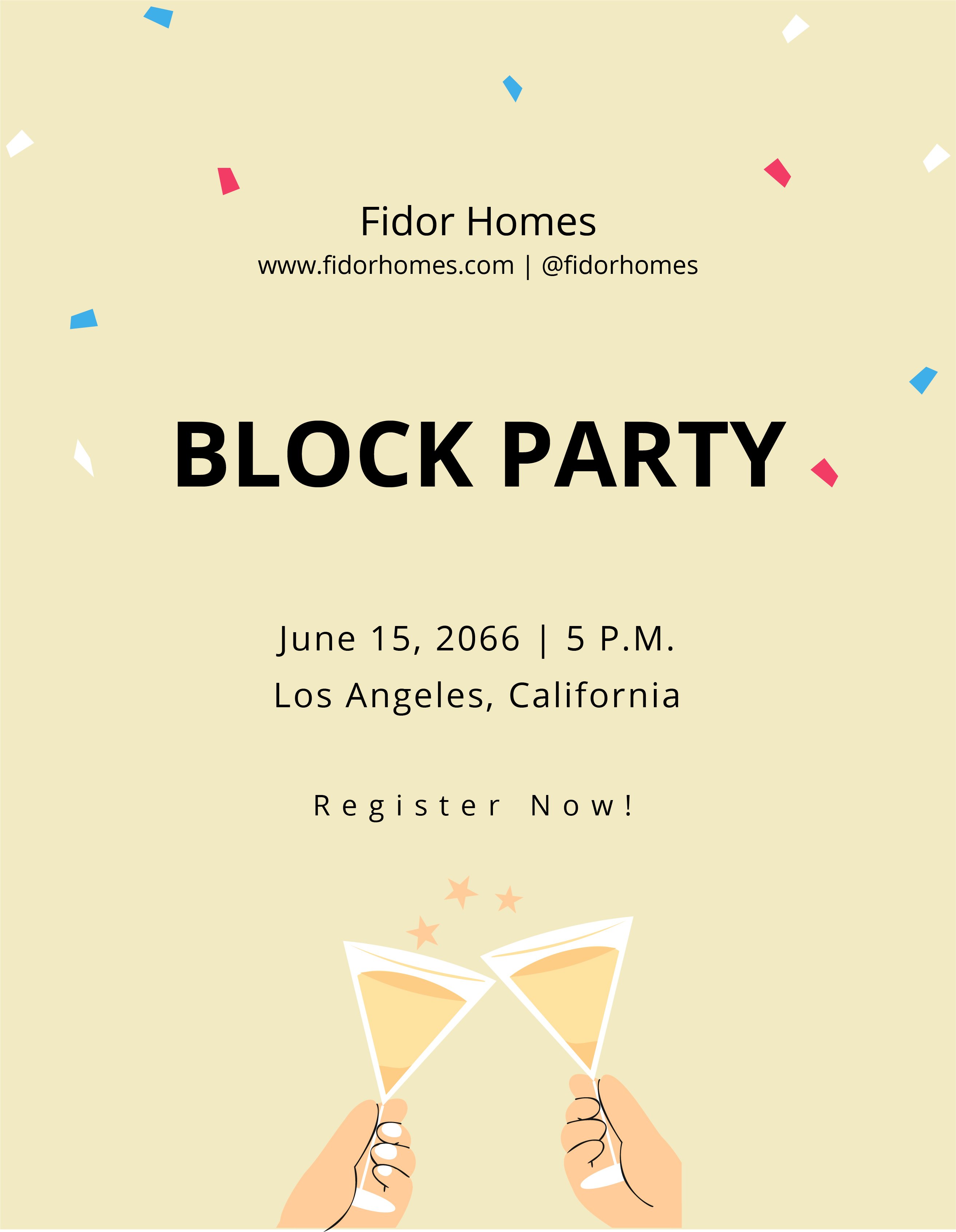 Free Free Simple Block Party Flyer