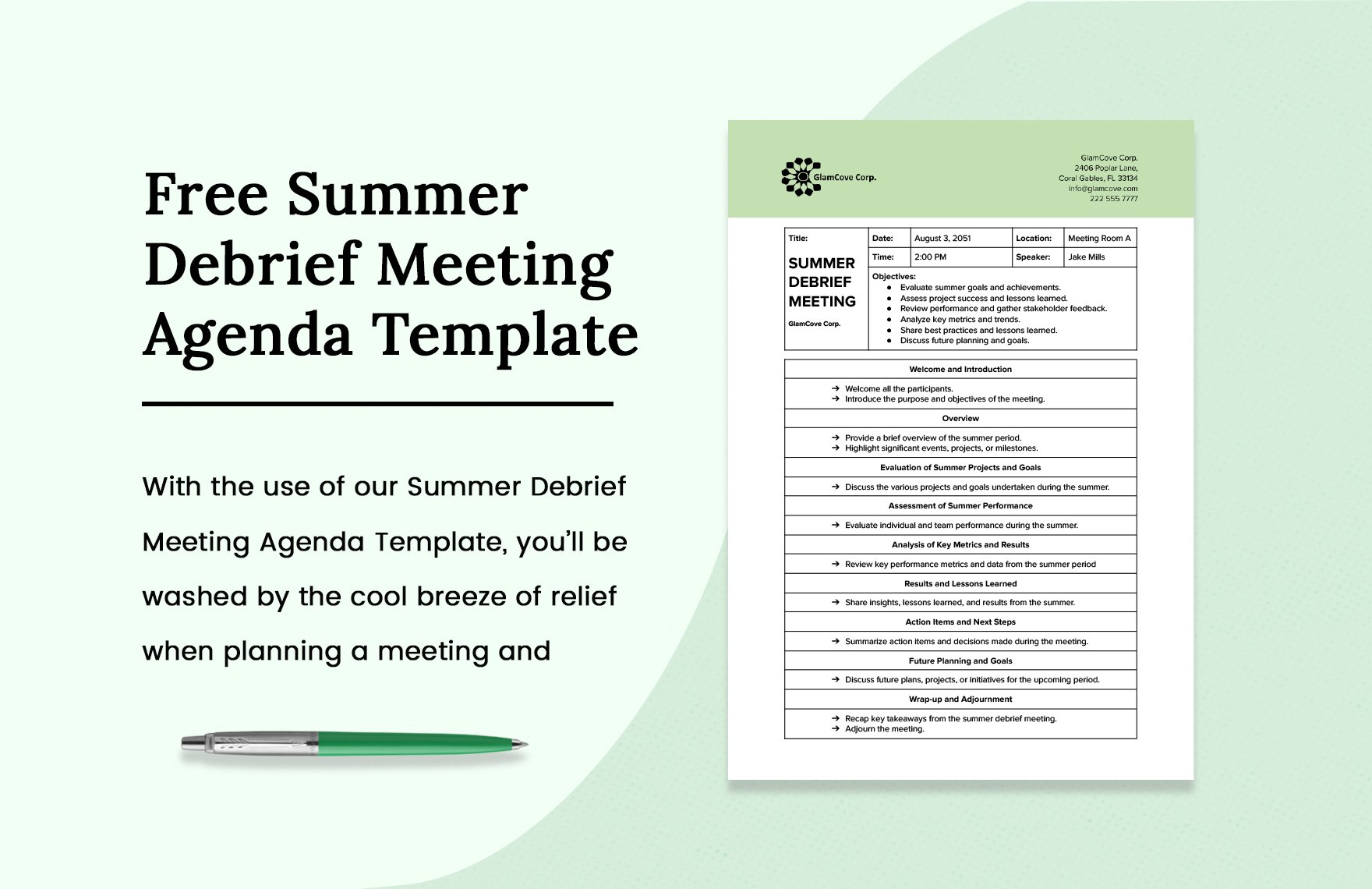 Free Summer Debrief Meeting Agenda 
