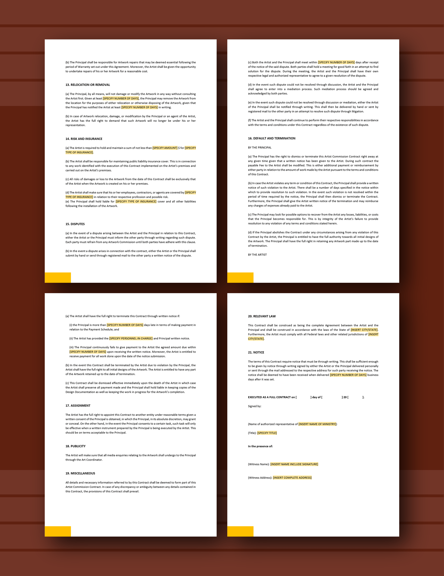 Artist Commission Contract Template