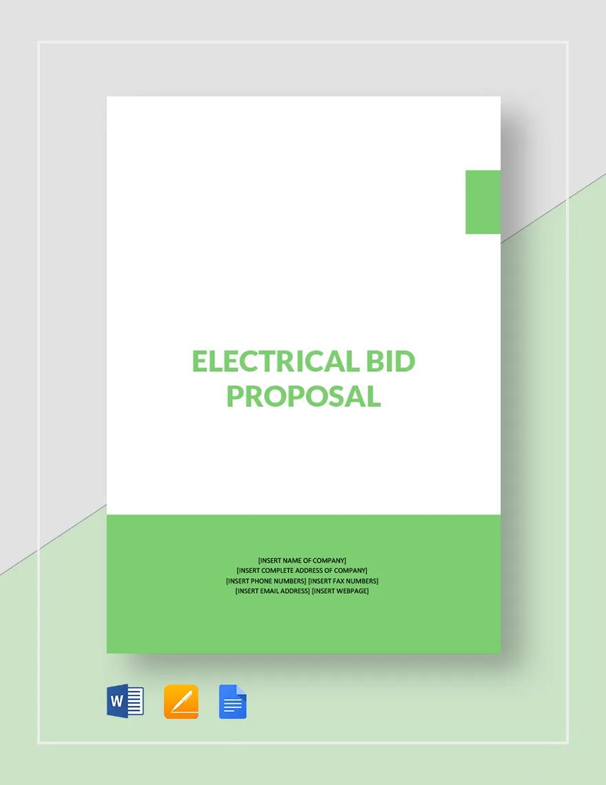 Electrical Bid Proposal Template in Word, Google Docs, PDF, Apple Pages
