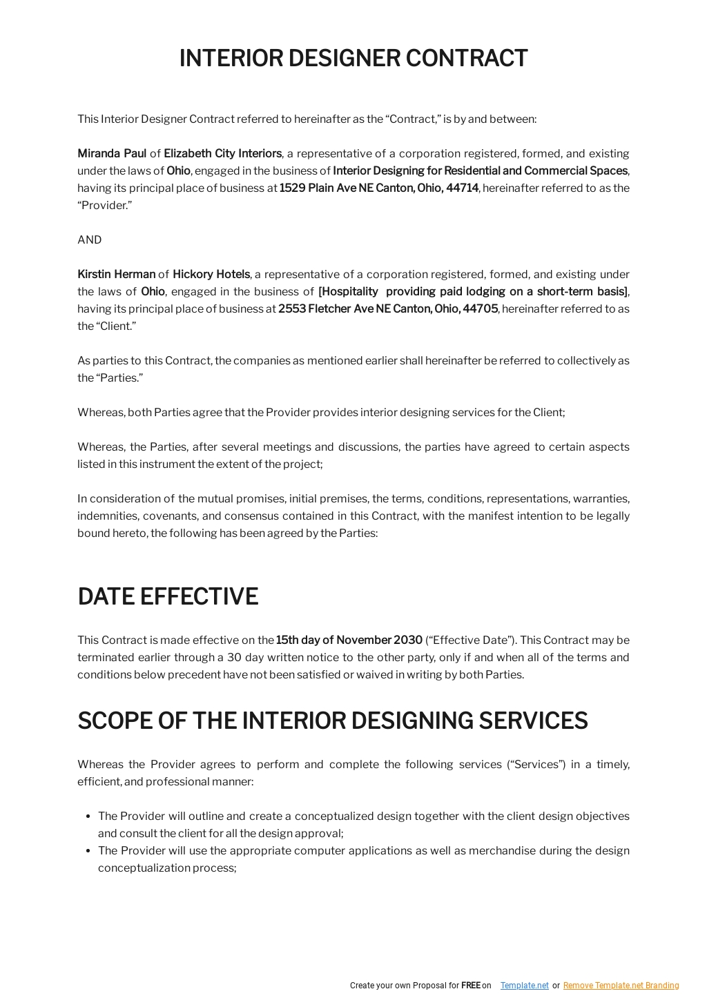 Interior Designer Contract Template [Free PDF] Word (DOC) Apple