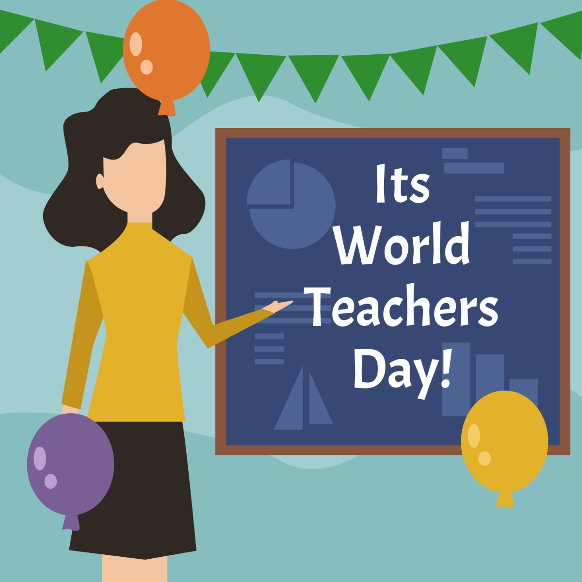 Teachers Day Drawing Vector Template