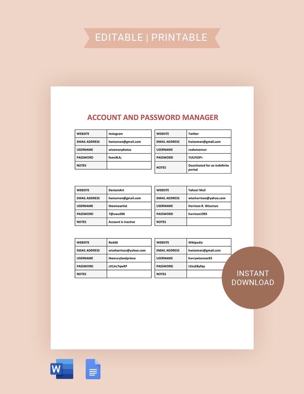 Account And Password Manager