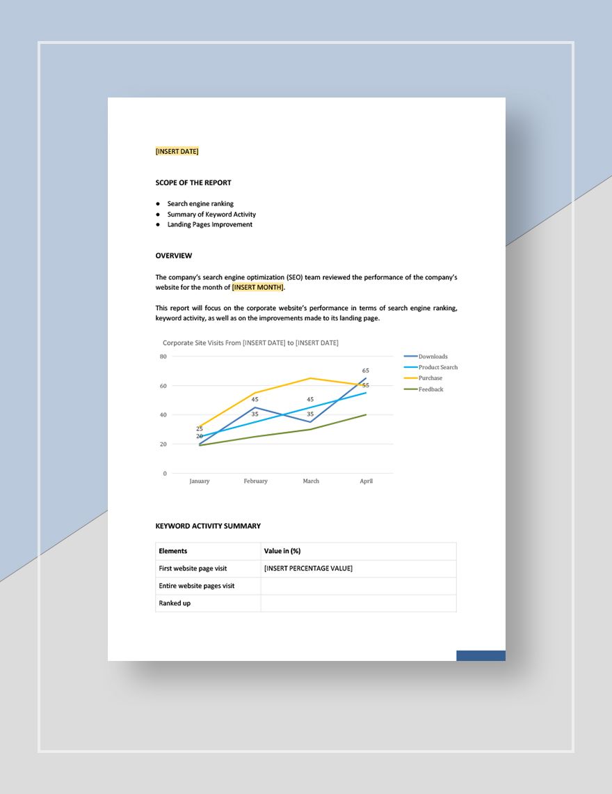 SEO Report Template Google Docs Word Apple Pages Template