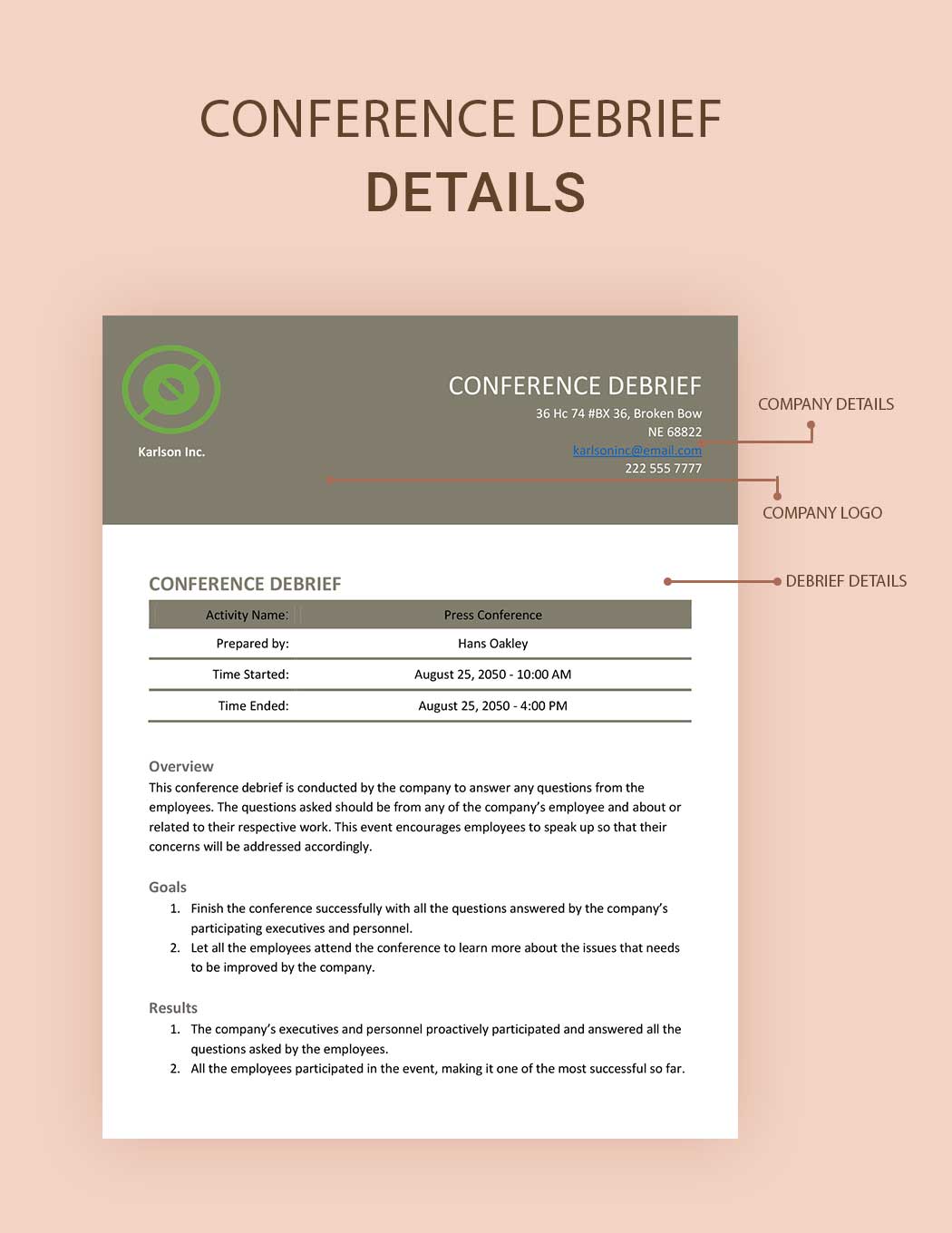 Conference Debrief Template Download in Word, Google Docs