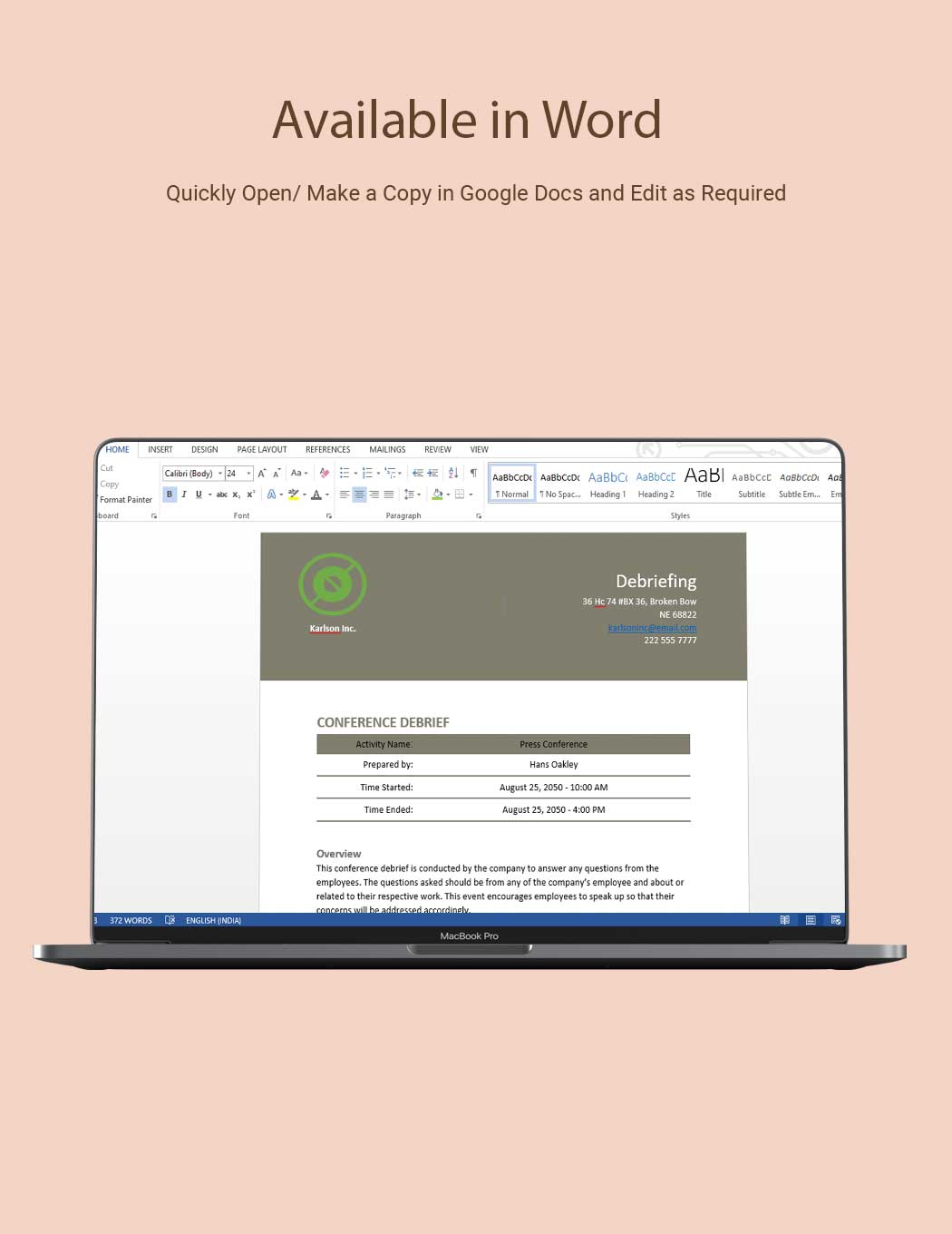 Conference Debrief Template in Google Docs Word Download Template net