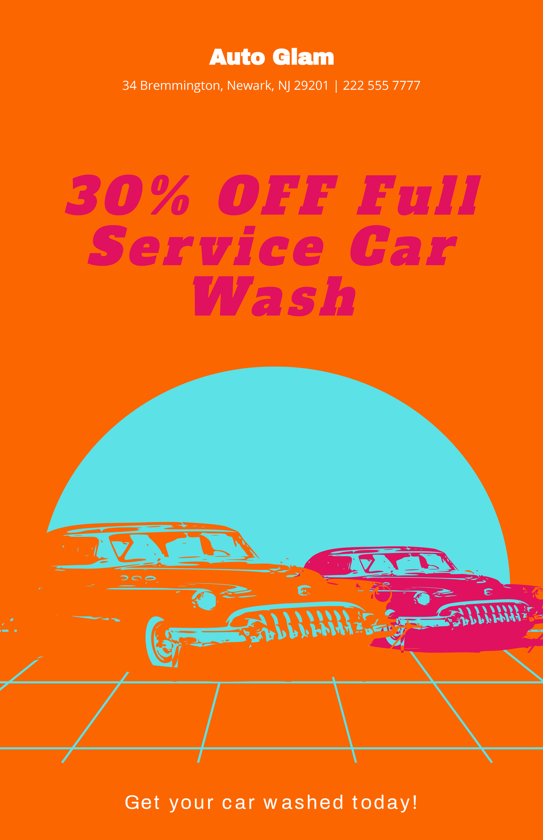 Free Retro Car Wash Poster Template
