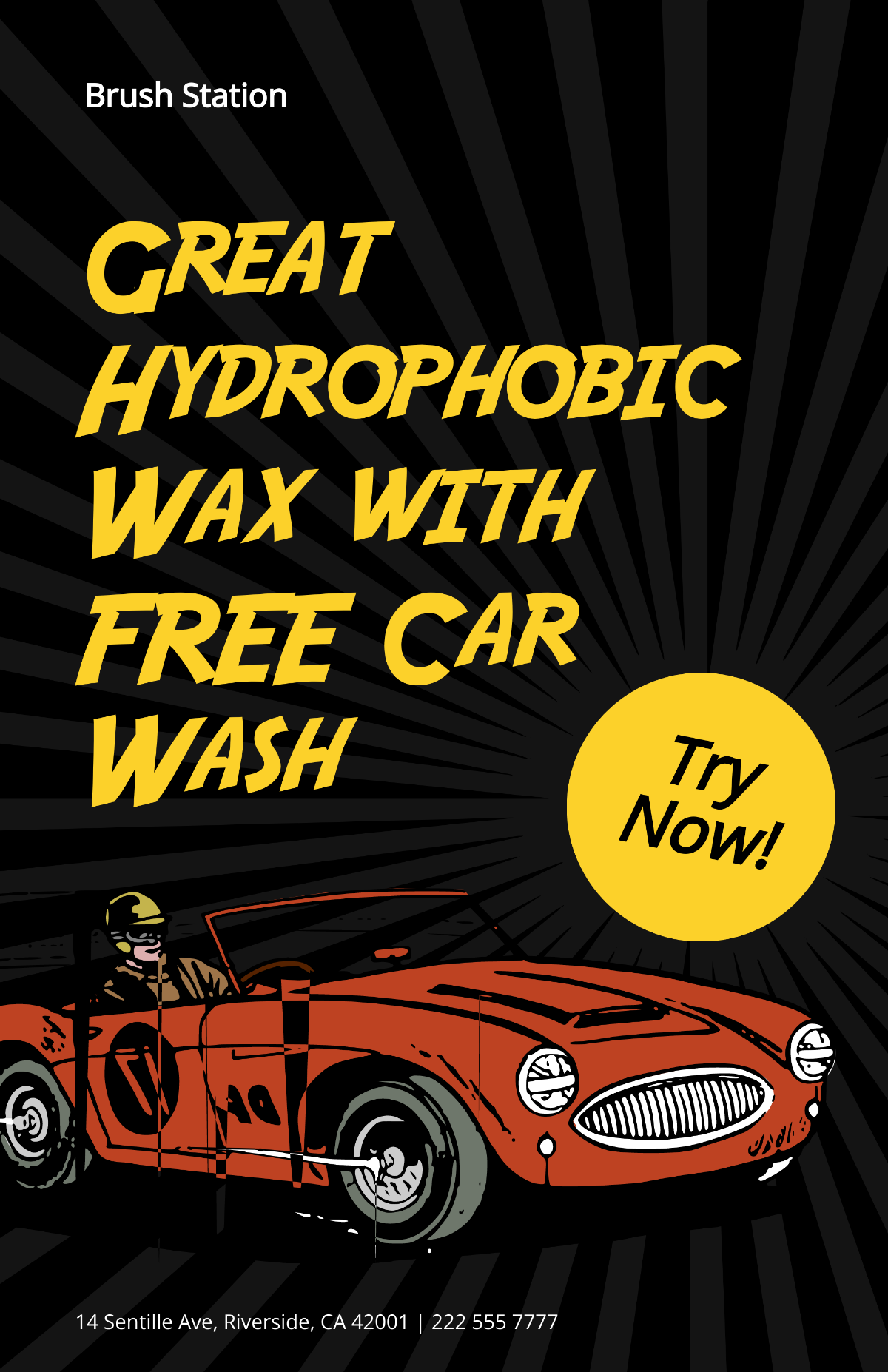 Free Gold And Green Car Wash Poster Template