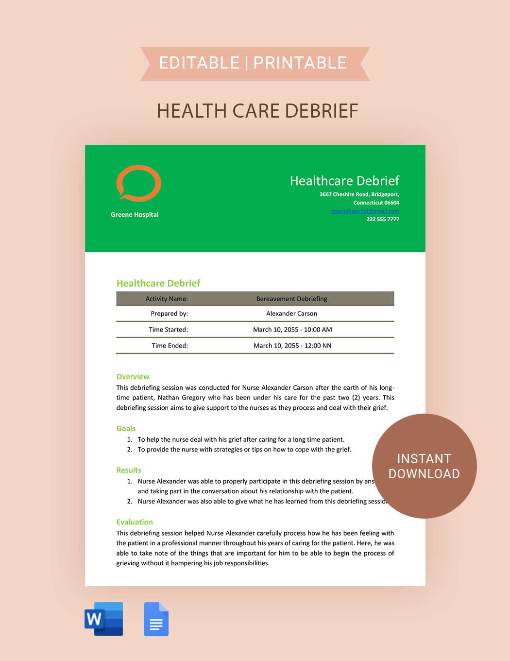 Healthcare Debrief Template in Word, Google Docs