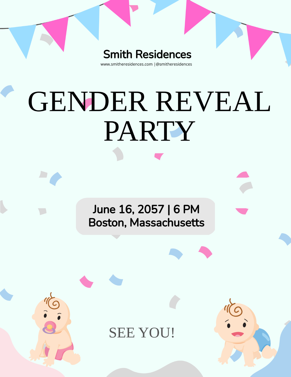 Gender Reveal Party Flyer Template