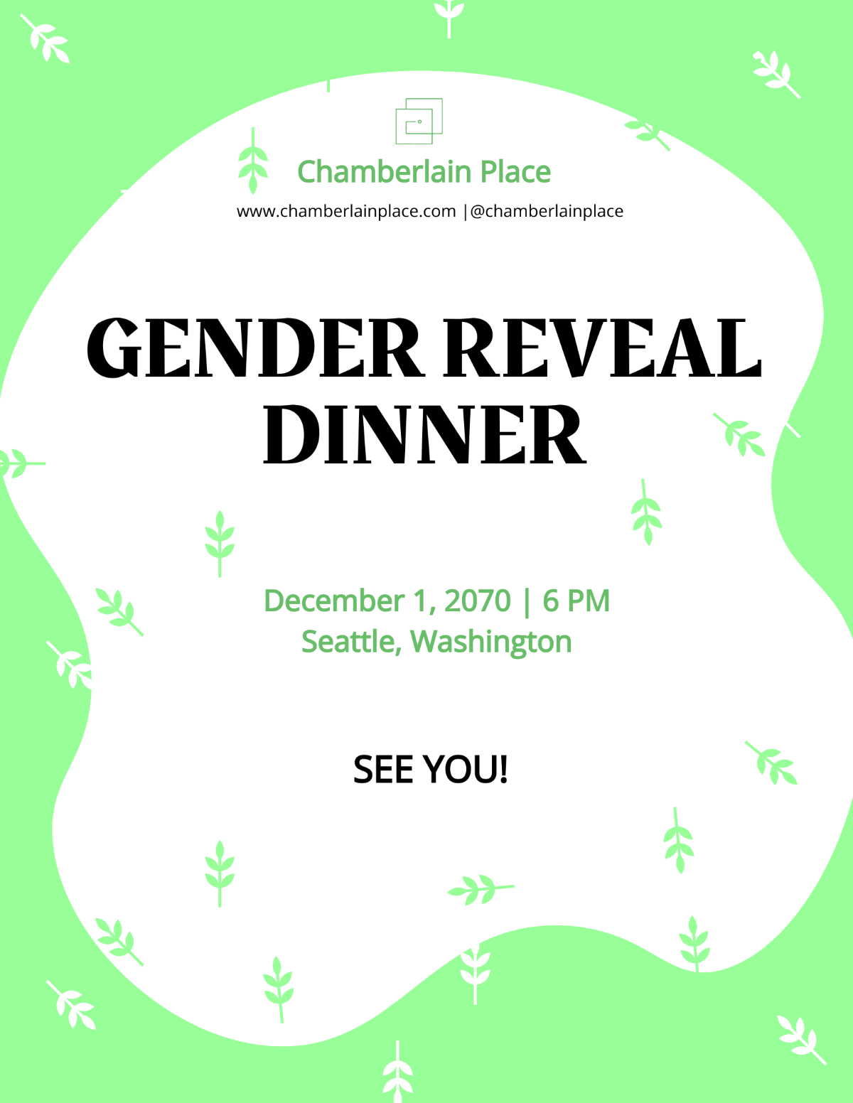 Mint Green Gender Reveal Flyer Template