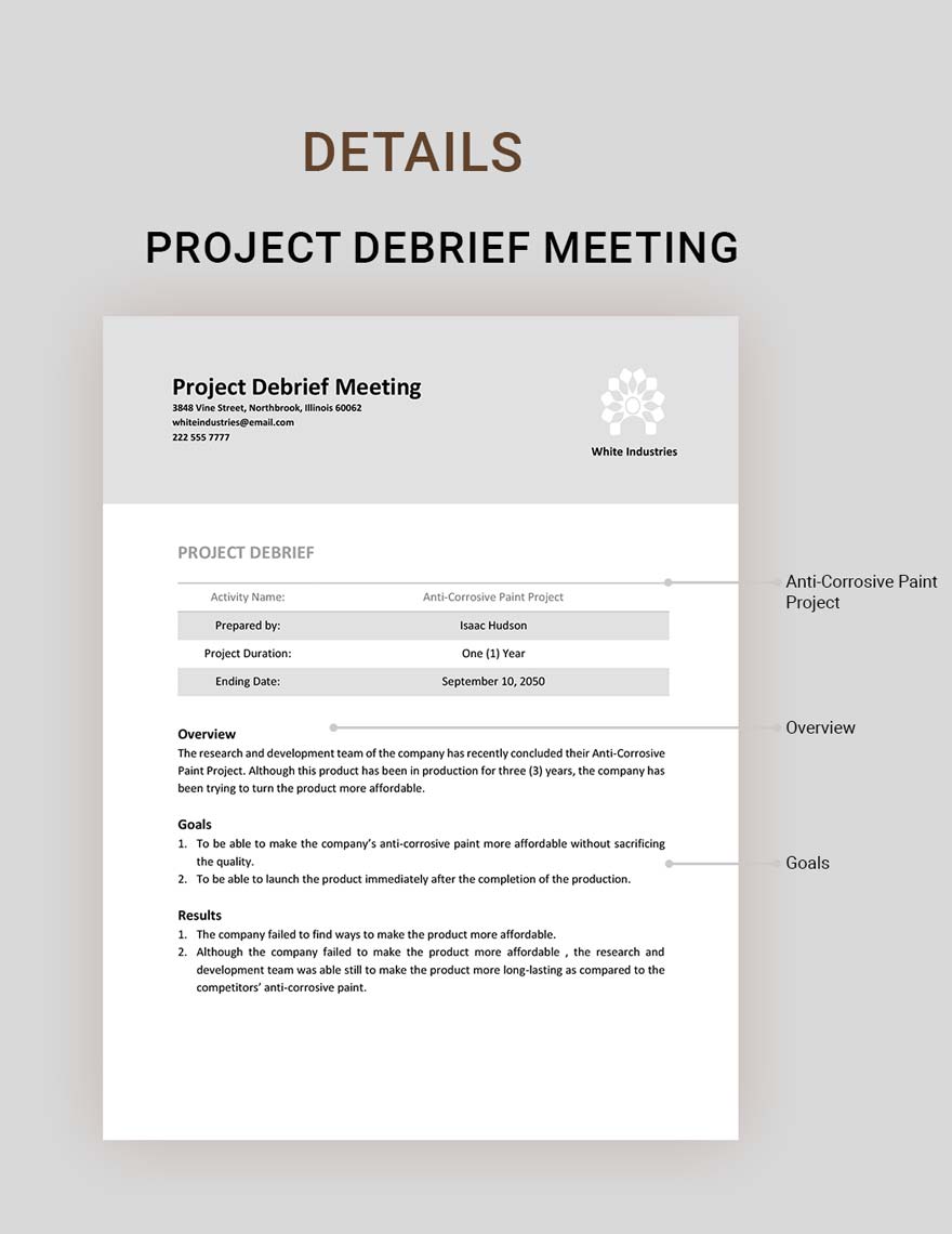 Project Debrief Meeting Template Download in Word, Google Docs