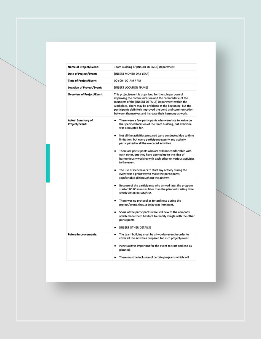 After Action Review Report Template