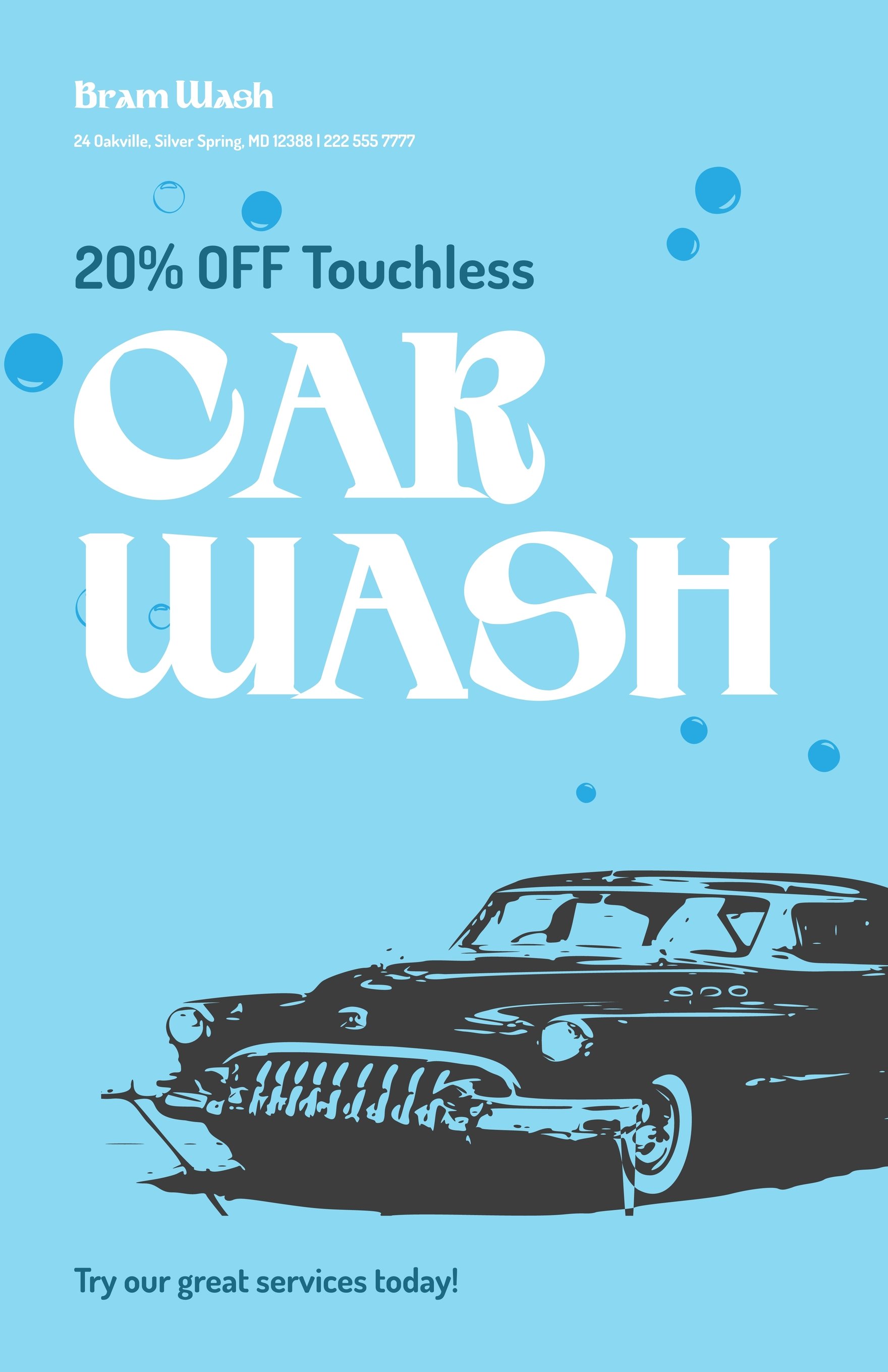 Cartoon Car Wash Poster Template