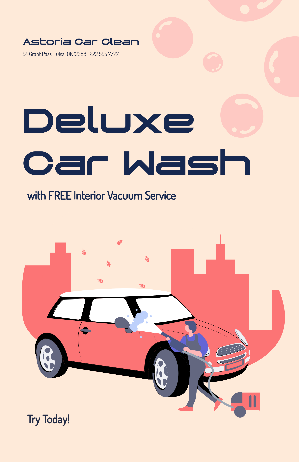 Free Illustrative Car Wash Poster Template