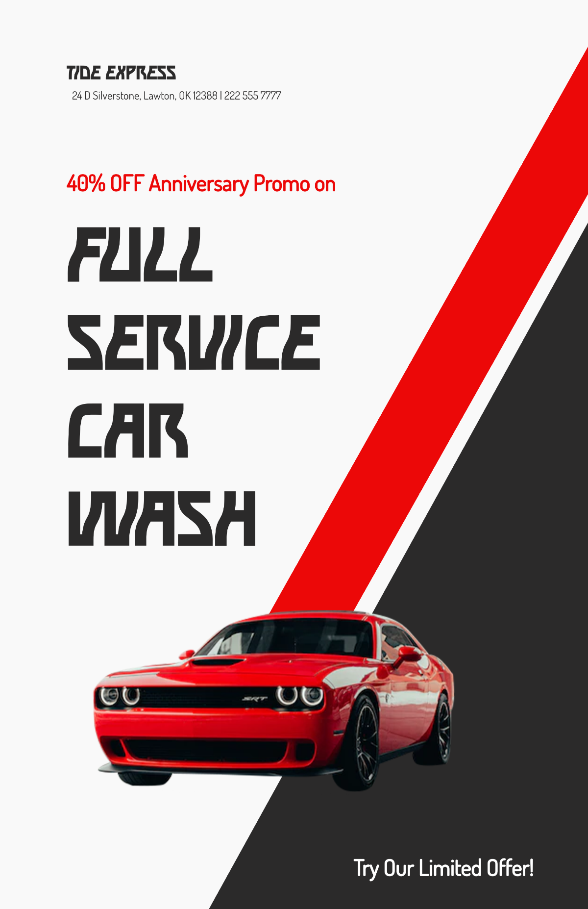 Black And Red Car Wash Poster Template
