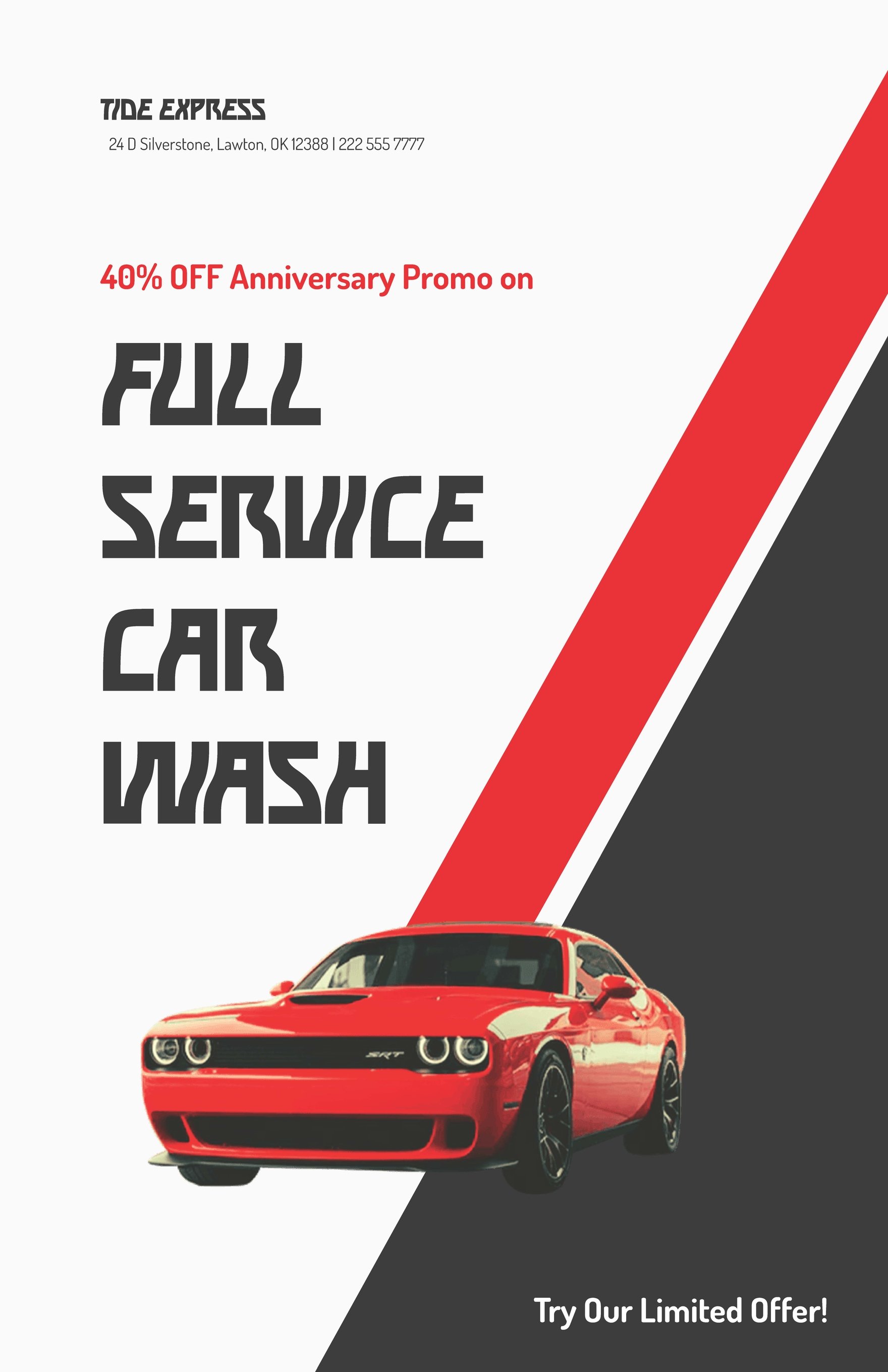 Free Black And Red Car Wash Poster Template