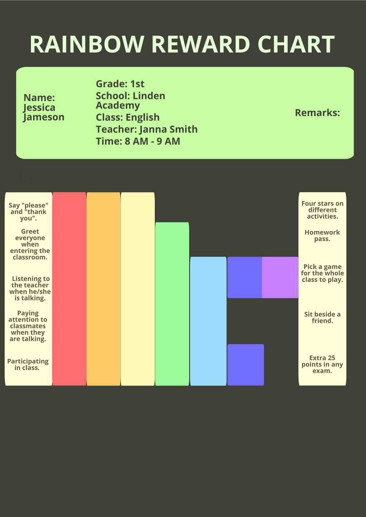 Free Rainbow Reward Chart in PDF, Illustrator