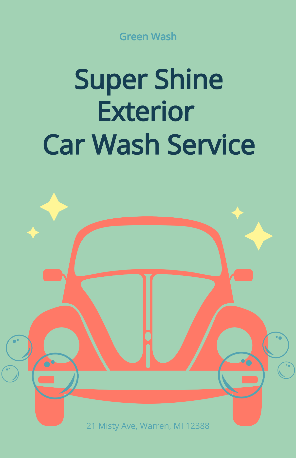 Free Minimalist Car Wash Poster Template