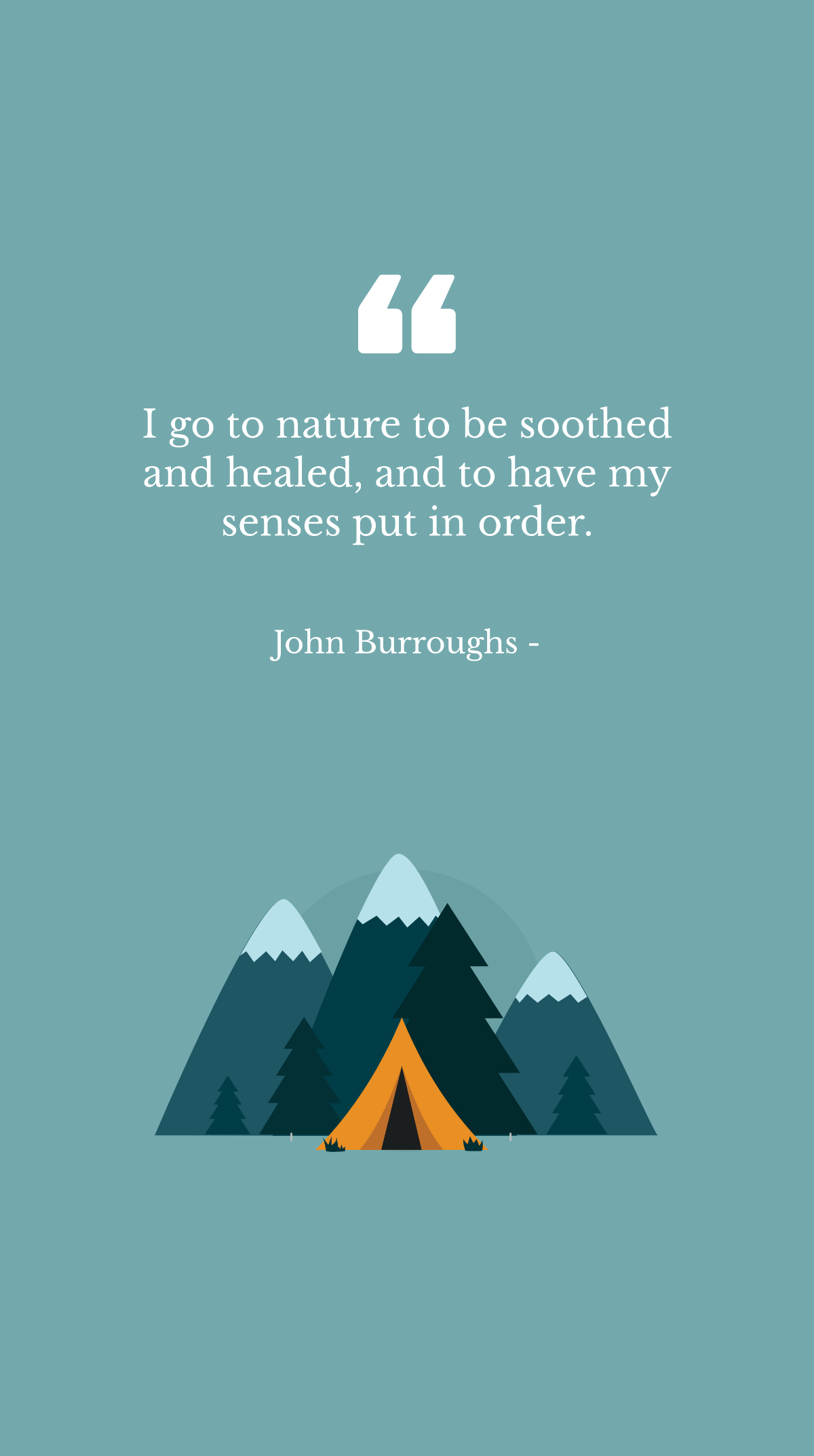John Burroughs - I go to nature to be soothed and healed, and to have my senses put in order. Template