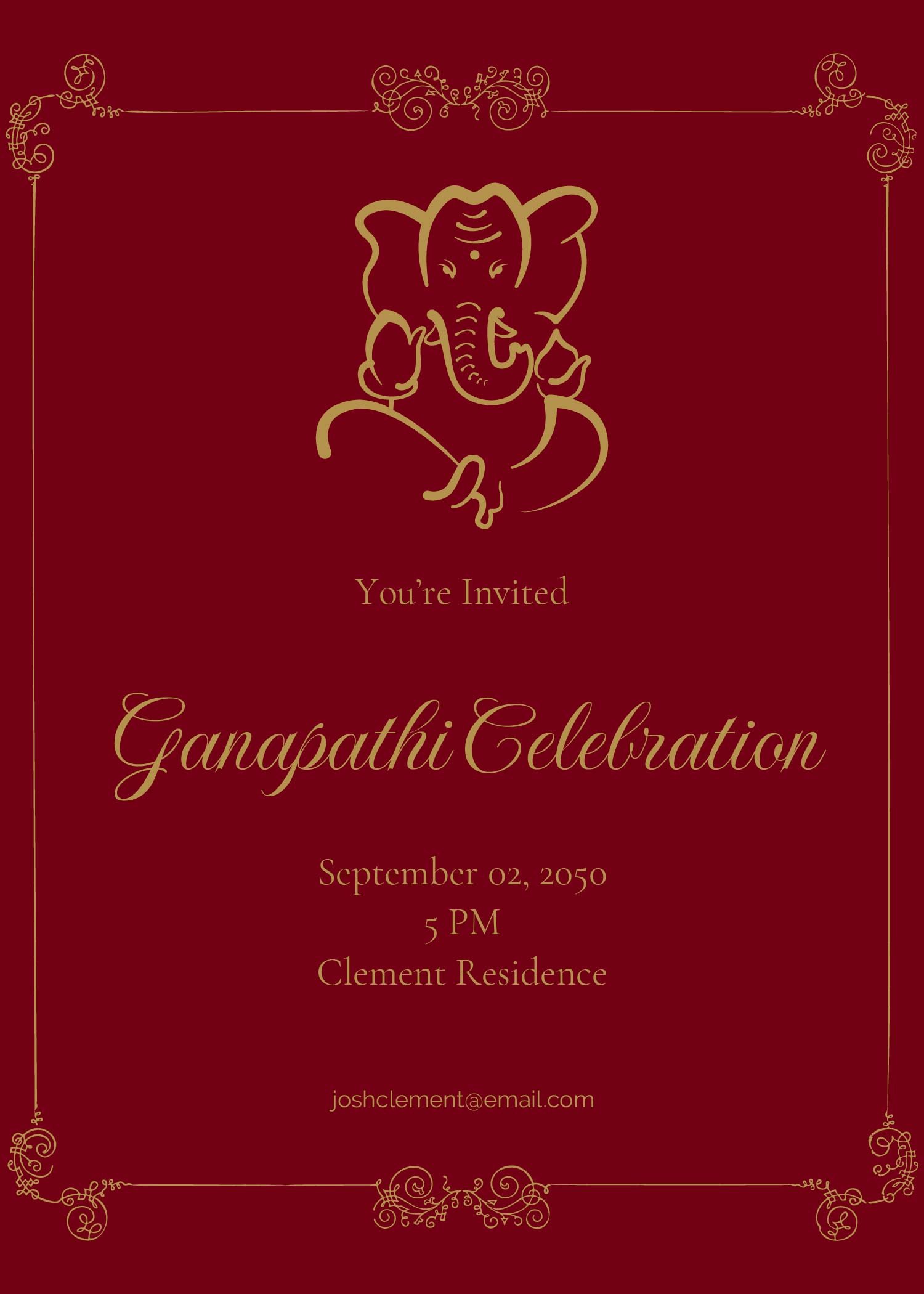 Ganapathi Invitation Card Template