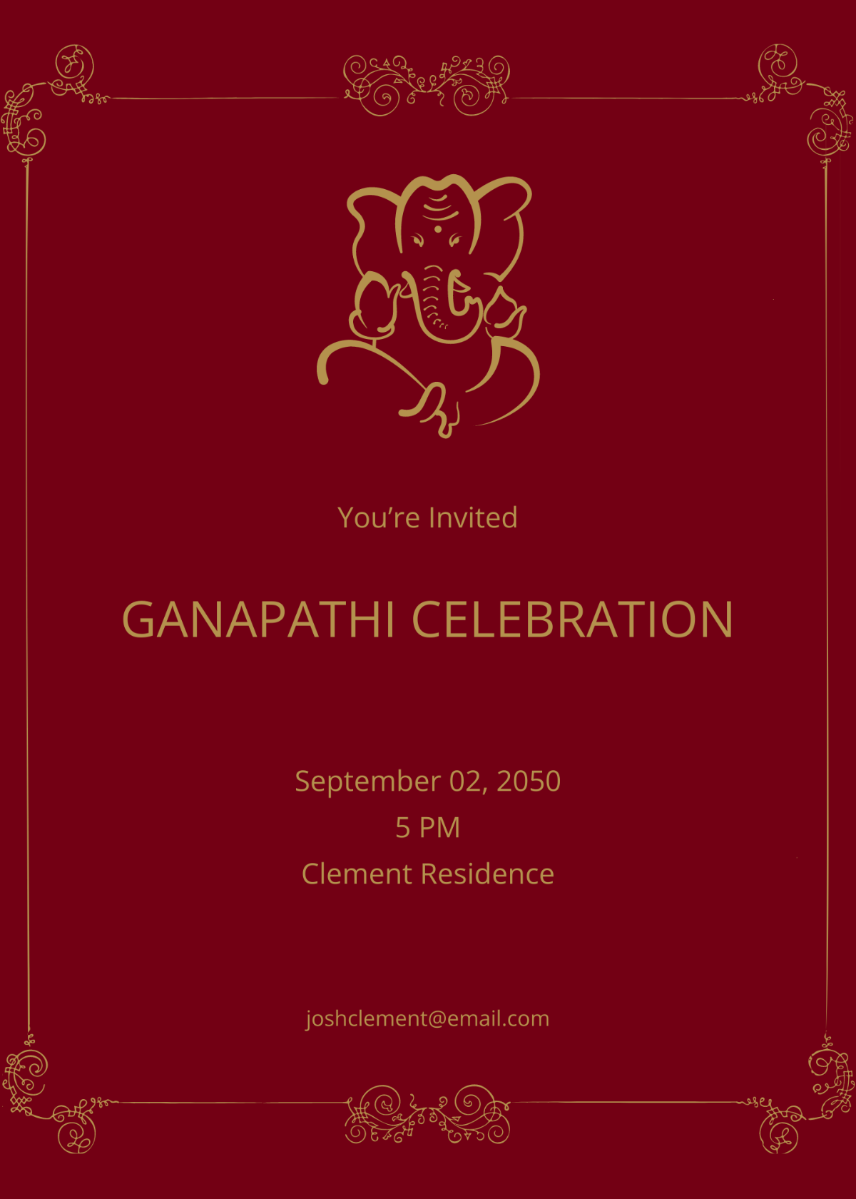 Free Ganapathi Invitation Card Template