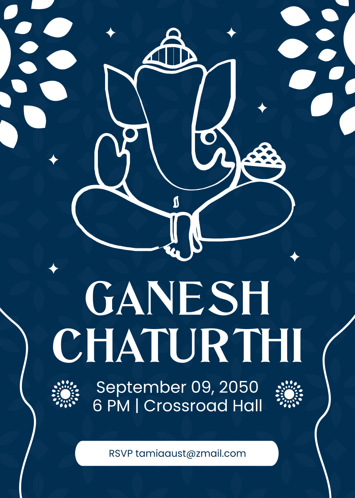 Free Blue Ganesha Invitation Template